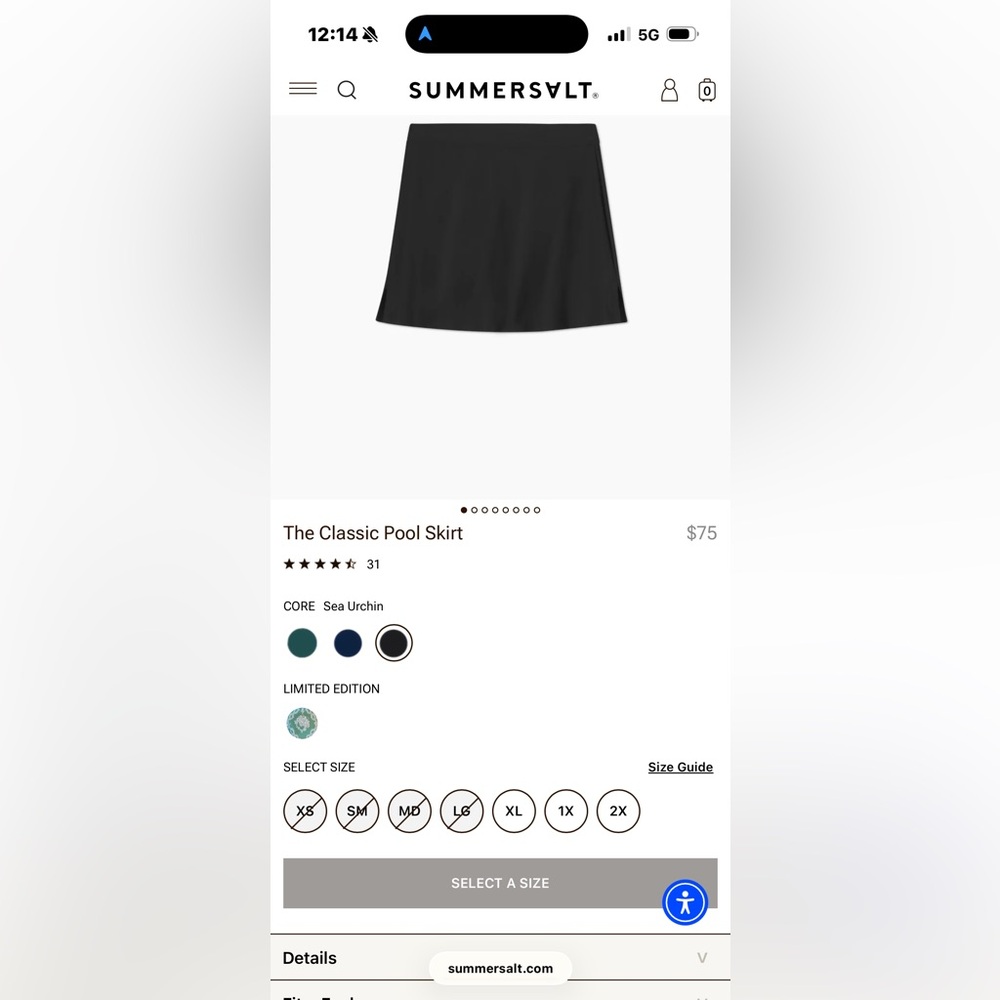 Summersalt Black Swim Skirt